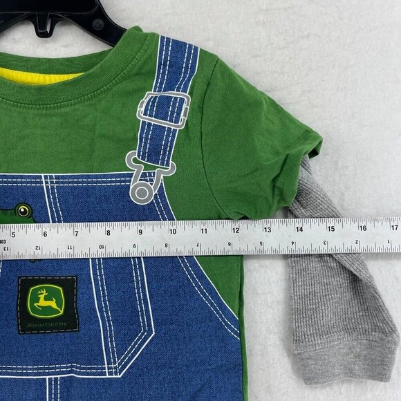 John Deere T Shirts Boy's 2T Green Gray Colorblock Graphic Long Sleeves Pullover - Picture 3 of 8